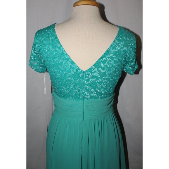 Fanny #1224 Short Chiffon & Lace Formal Dress-Size M, 2X-JADE-NEW - Picture 6 of 7